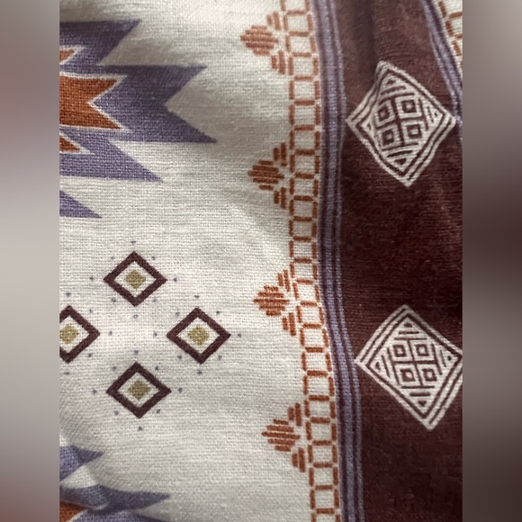 NWT Linen Dress with a spiced orange, lavender and maroon pattern Size M - Picture 3 of 4